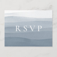 Blauw Aquarel Ombre Trouwfeest RSVP Nummerverzoek