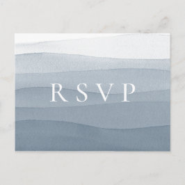 Blauw Aquarel Ombre Trouwfeest RSVP Nummerverzoek Uitnodiging Briefkaart