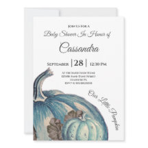 Blauw Aquarel Onze Kleine Pompoen Baby Shower 