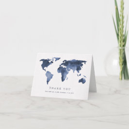 Blauw Aquarel op Wit | Wereldkaart Bedankt