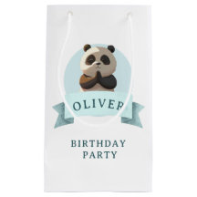 Blauw Aquarel Panda Verjaardagsfeestje 