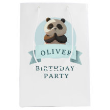 Blauw Aquarel Panda Verjaardagsfeestje 