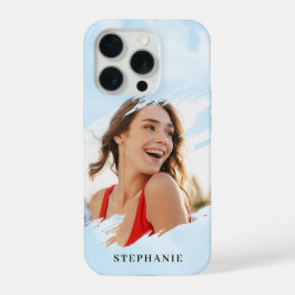 Blauw Aquarel Persoonlijke Foto met Naam iPhone 15 Pro Case