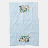 Blauw Aquarel Pompoen Herfst Keukenhanddoek (Verticaal)