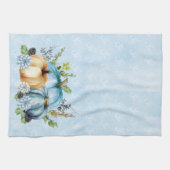 Blauw Aquarel Pompoen Herfst Najaar Theedoek (Horizontaal)