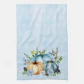 Blauw Aquarel Pompoen Herfst Najaar Theedoek (Verticaal)