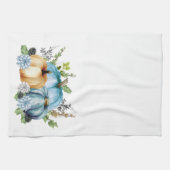Blauw Aquarel Pompoen Herfst Najaar Theedoek (Horizontaal)