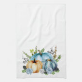 Blauw Aquarel Pompoen Herfst Najaar Theedoek (Verticaal)