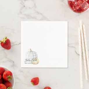 Blauw Aquarel Pompoen Jongen Baby Shower Servet