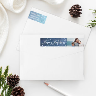 Blauw Aquarel Prettig Kerstfeest Foto