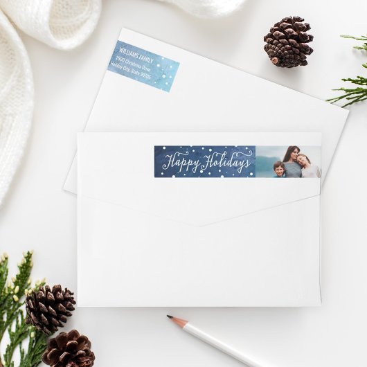 Blauw Aquarel Prettig Kerstfeest Foto