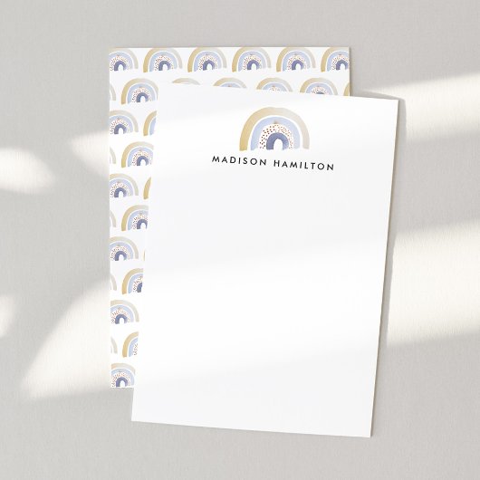Blauw Aquarel Regenboog Gepersonaliseerde Briefpap Notitiekaartje