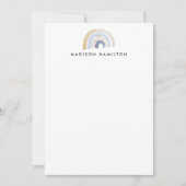 Blauw Aquarel Regenboog Gepersonaliseerde Briefpap Notitiekaartje (Voorkant)