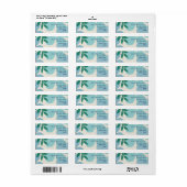 Blauw aquarel retouradres etiket (Full Sheet)