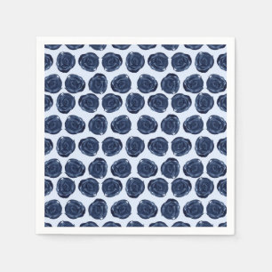 Blauw Aquarel Rozen Wijnranken Cottage Chic Bruilo Servet