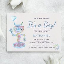 Blauw aquarel schattig robot het is een jongen bab