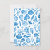 Blauw Aquarel Schelp Kust Chic Save The Date (Achterkant)