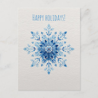 Blauw aquarel sneeuwvlok, Kerstmis Feestdagenkaart