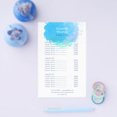 Blauw Aquarel Spat Salon Service Menu (Enkel)