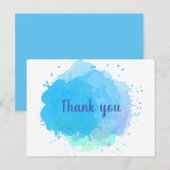 Blauw aquarel spat splash Bedankt voor uw zakelijk Briefkaart (Voorkant / Achterkant)