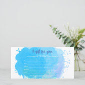 Blauw Aquarel Spat Water Zakelijk Cadeaubon (Staand voorkant)