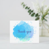 Blauw Aquarel Spat Water Zakelijk Dank Je Briefkaart (Staand voorkant)