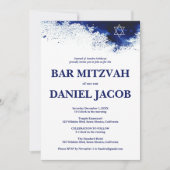 Blauw Aquarel Spat Waterdichte BAR BAT MITZVAH Kaart (Voorkant)