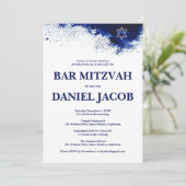 Blauw Aquarel Spat Waterdichte BAR BAT MITZVAH Kaart (Staand voorkant)
