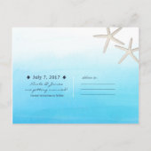 Blauw Aquarel Strand Bruiloft Save the Date Aankondigingskaart (Achterkant)