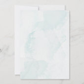 Blauw Aquarel Strand Kustbruiloft Kaart (Achterkant)