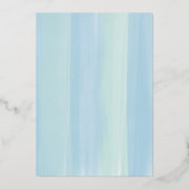 Blauw aquarel streep baby shower folie uitnodiging (Achterkant)
