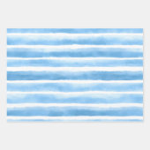 Blauw Aquarel Streep Inpakpapier Vel (Voorkant 3)