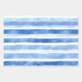 Blauw Aquarel Streep Inpakpapier Vel (Voorkant)