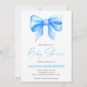 Blauw Aquarel Strik Jongens Baby Shower Kaart (Voorkant)