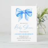 Blauw Aquarel Strik Jongens Baby Shower Kaart (Staand voorkant)