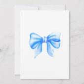 Blauw Aquarel Strik Jongens Baby Shower Kaart (Achterkant)