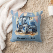 Blauw Aquarel Tractor Jongen Baby Shower Cadeau Kussen (Deken)