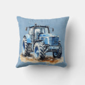 Blauw Aquarel Tractor Jongen Baby Shower Cadeau Kussen (Achterkant)