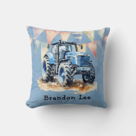 Blauw Aquarel Tractor Jongen Baby Shower Cadeau Kussen