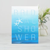 Blauw Aquarel Tropisch Modern BRUIDSBAD Kaart (Staand voorkant)