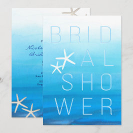 Blauw Aquarel Tropisch Modern BRUIDSBAD Kaart