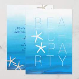 Blauw Aquarel Tropisch Modern Strandfeest Kaart
