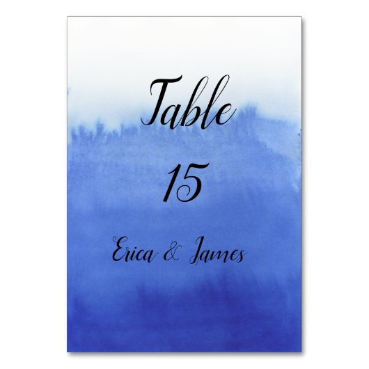 Blauw Aquarel Trouw Tafelnummer (Voorkant)
