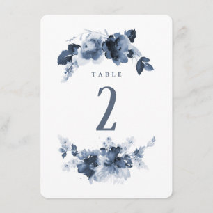 Blauw Aquarel Trouwtafel Nummer Kaart
