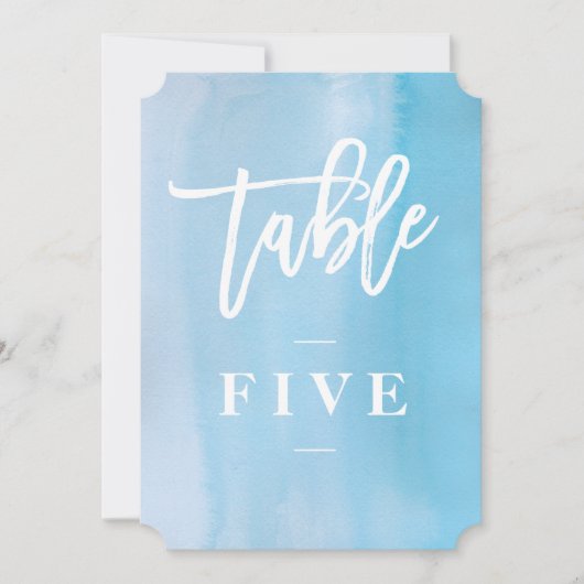 Blauw aquarel trouwtafel nummer kaart (Voorkant)