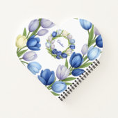 Blauw Aquarel Tulp Hart Bloem Romantisch Notitieboek (Achterkant)