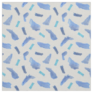 Blauw Aquarel Vlekken Ivoor Linnen Stof