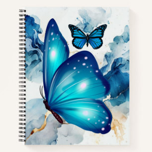Blauw Aquarel Vlinder Magisch Notitieboek