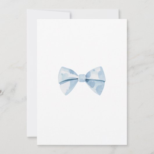 Blauw Aquarel Vlinderdas Jongen Baby Borrel Kaart (Achterkant)