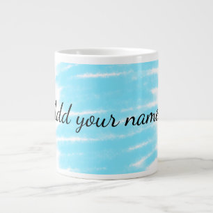 Blauw aquarel voeg naam tekst bericht hier toe grote koffiekop